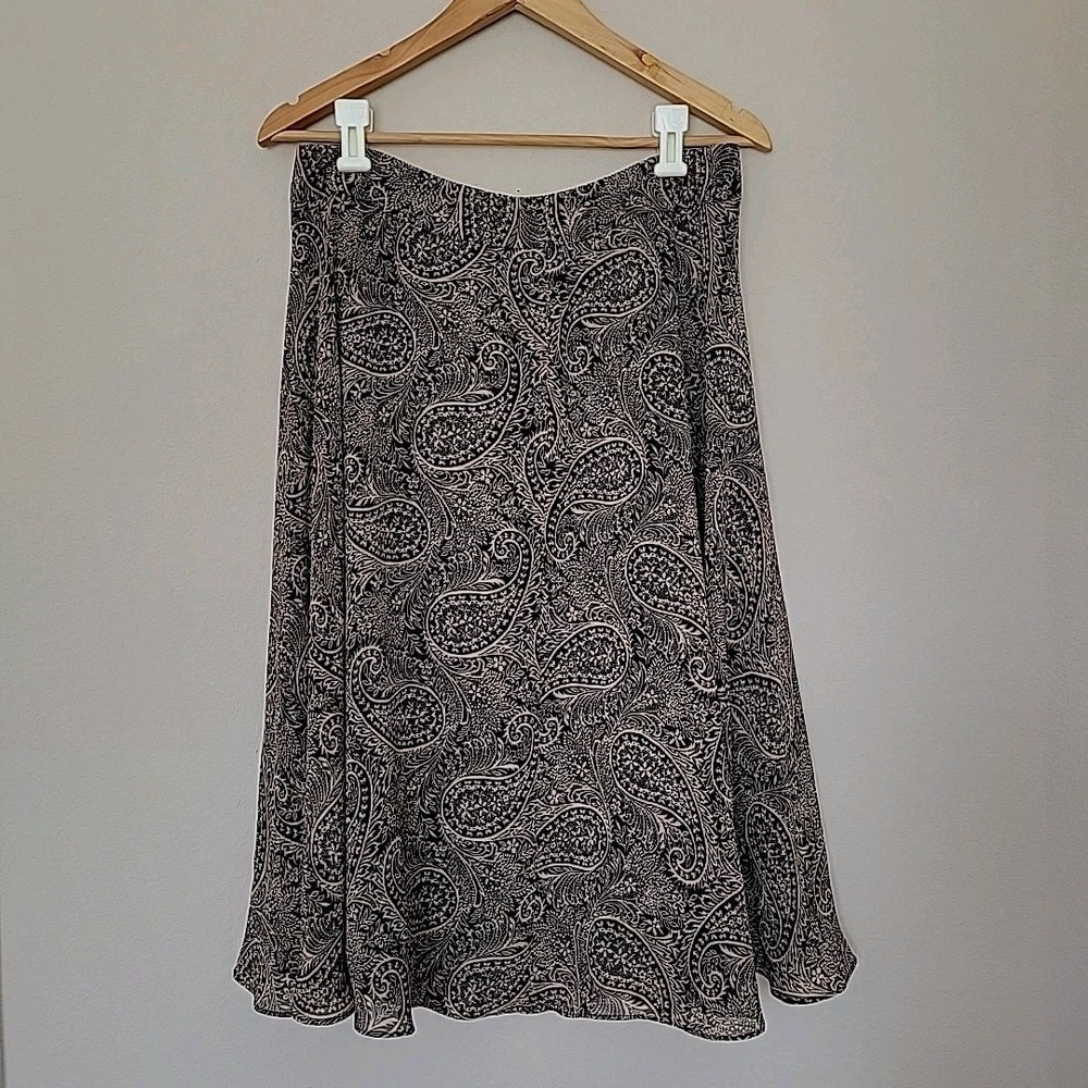 Jones New York Black & Brown A Line Skirt Size 10 Flowly Paisley Career New